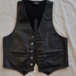 Lew N Me VTG 42 Buffalo Nickel Handcrafted Leather Vest Greeley CO
